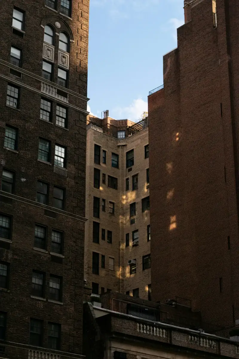 A New York building at dusk