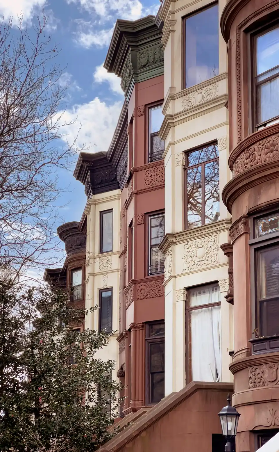brownstone façade — stoop detail